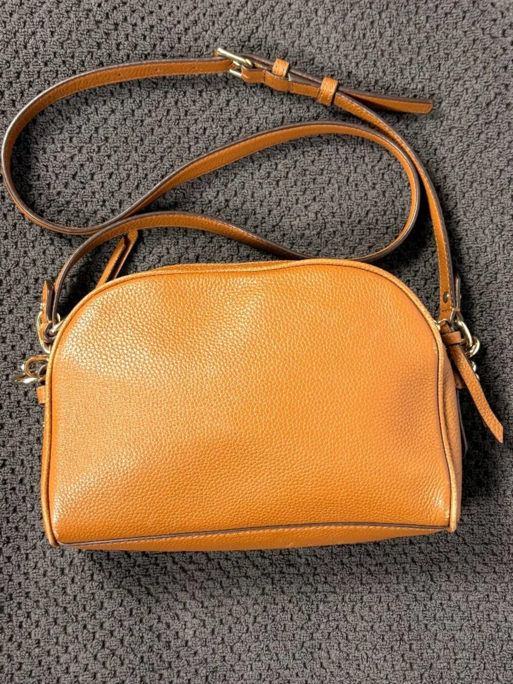 Kate Spade | Pebbled Leather Dome Crossbody Bag | Tan | Double Zip | Medium - Picture 10 of 14